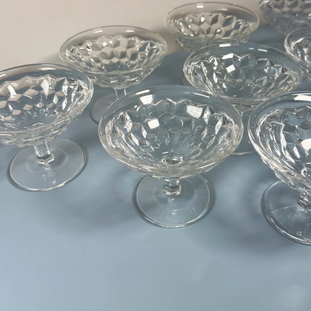 Fostoria American Clear Low Sherbet Dessert Coupes Set of 4 Pressed Glass  3 ¼”